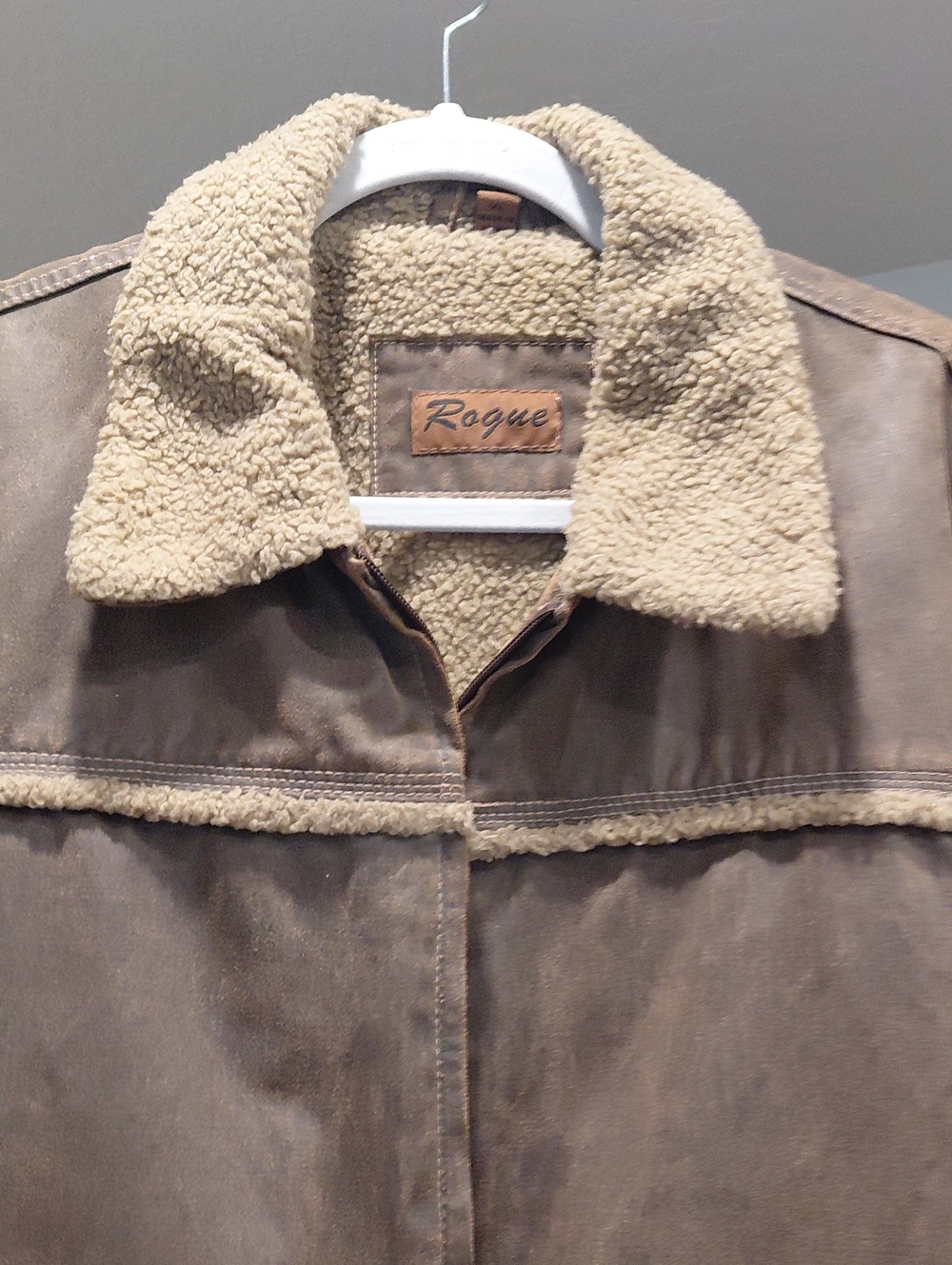 Rogue Brown Bomber Jacket with Cream Sherpa Collar